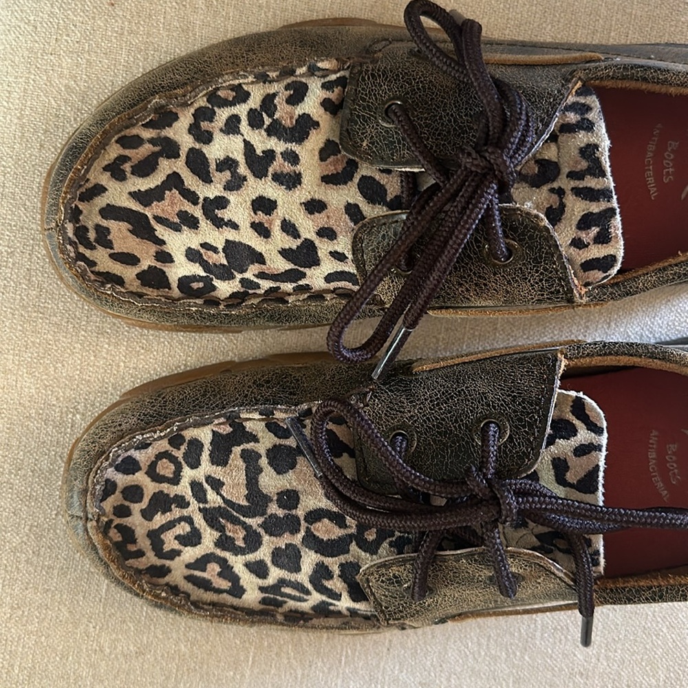 Twisted X Boots Leather Animal Print Loafers Flats Brown Size 6.5-7 - Picture 5 of 10